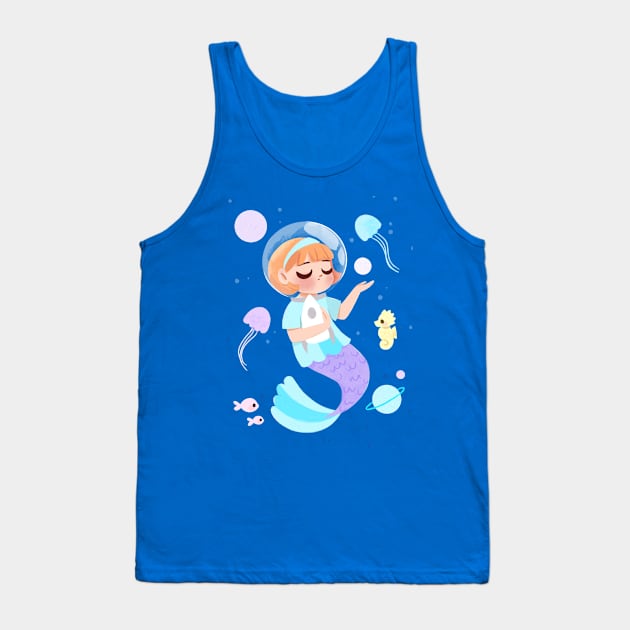 Astronaut Mermaid Tank Top by Lobomaravilha